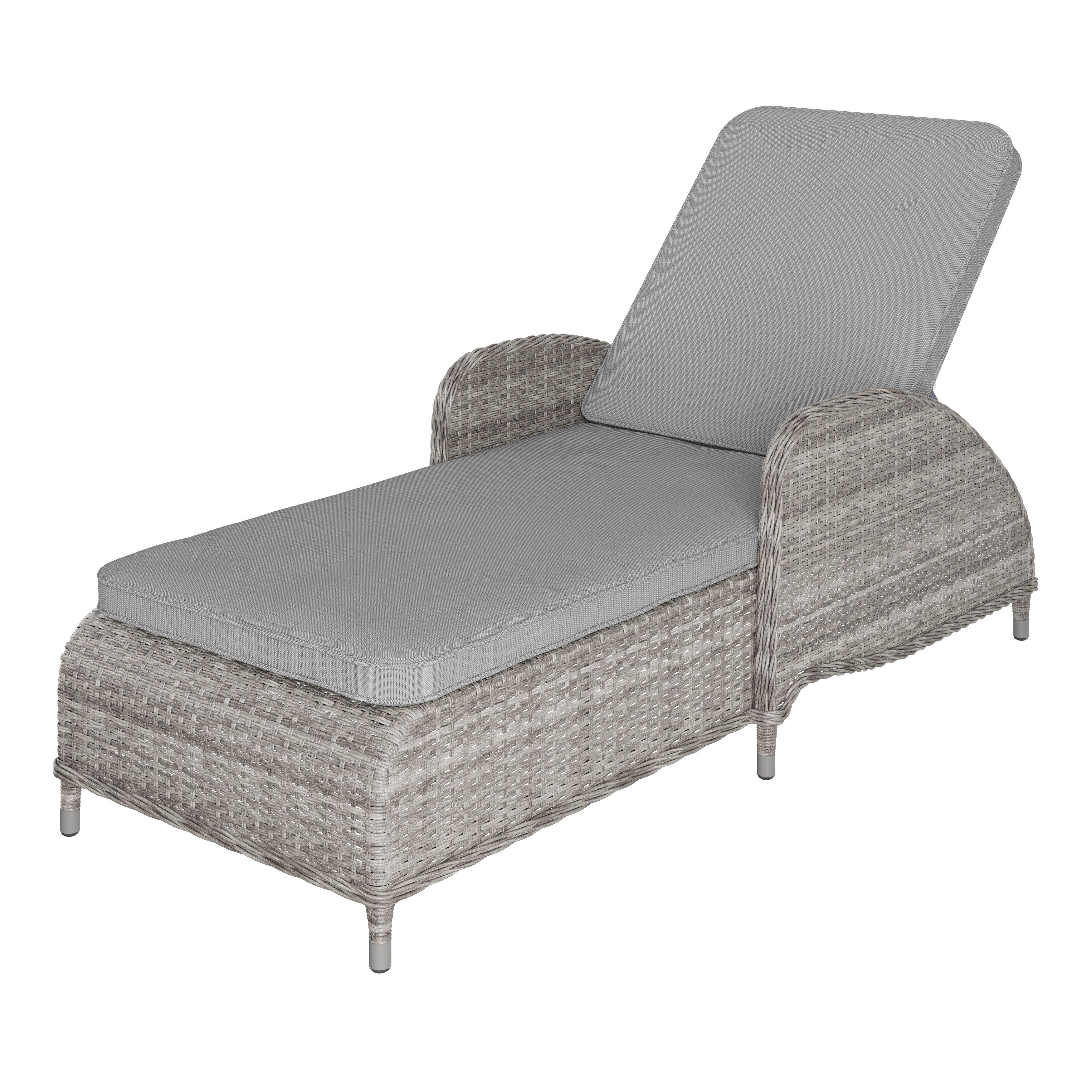 GoodHome Hamilton Steeple grey Rattan effect Sun lounger