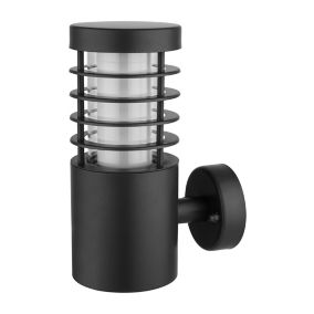 GoodHome Hampstead Fixed Matt Black Mains-powered Integrated LED Outdoor Contemporary Wall light 250lm (Dia)10.2cm