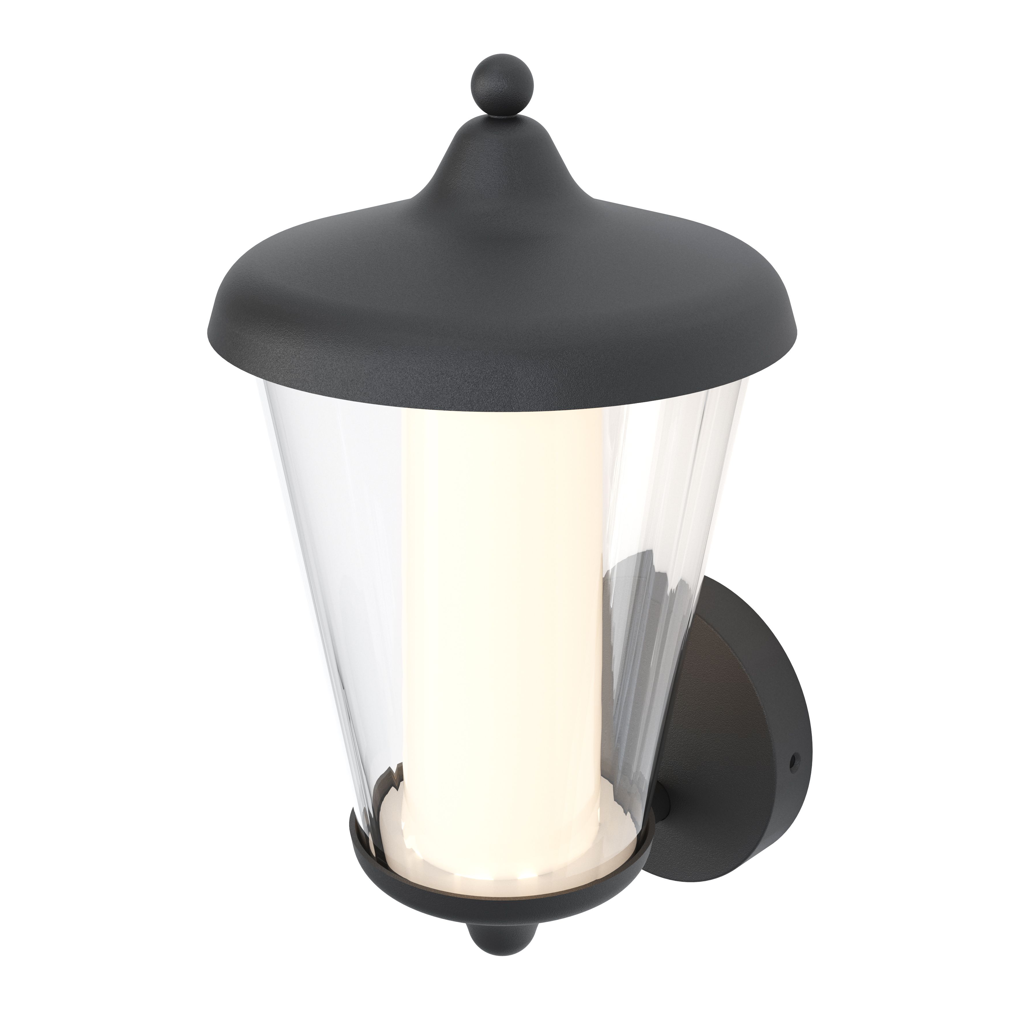 GoodHome Haro Fixed Matt Dark grey Mains-powered Integrated LED Outdoor Lantern Wall light 1000lm (Dia)20.5cm