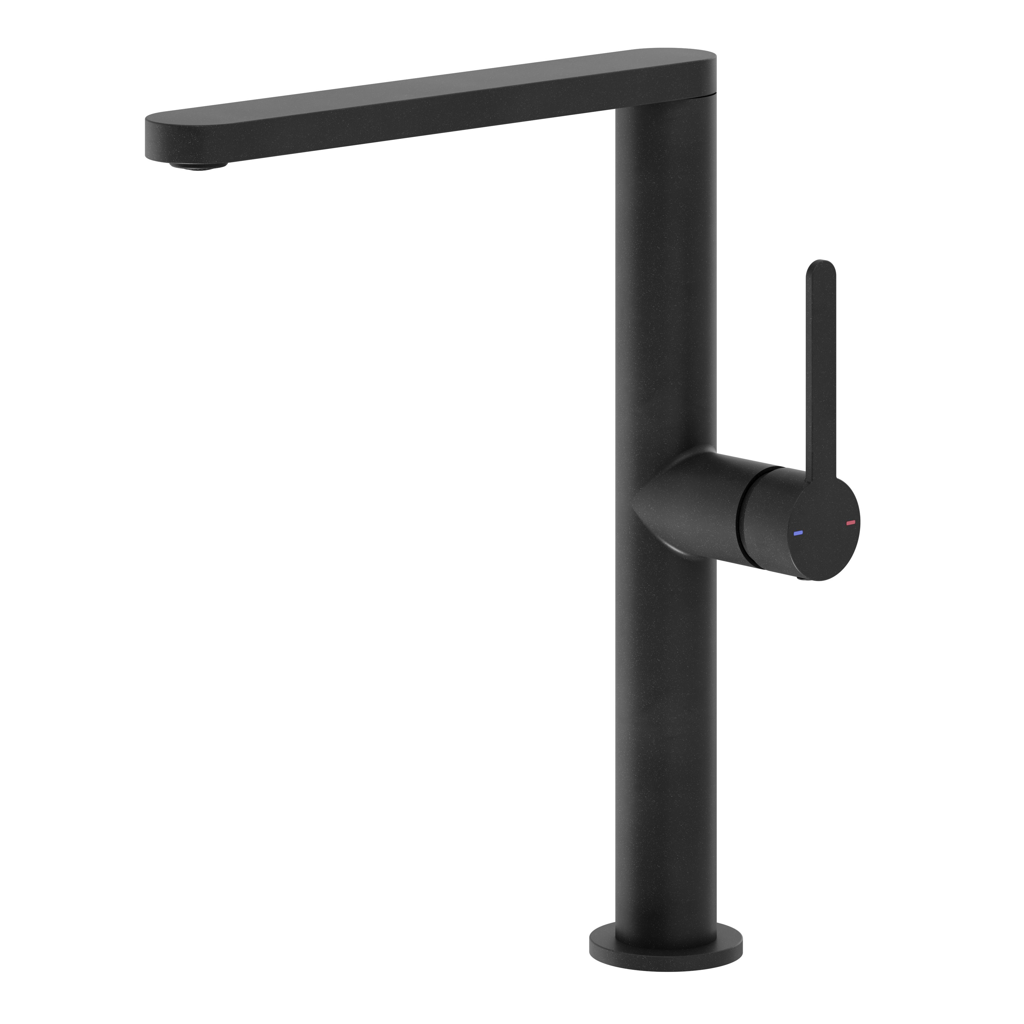 GoodHome Havarti Black Graphite effect Kitchen Side lever Tap