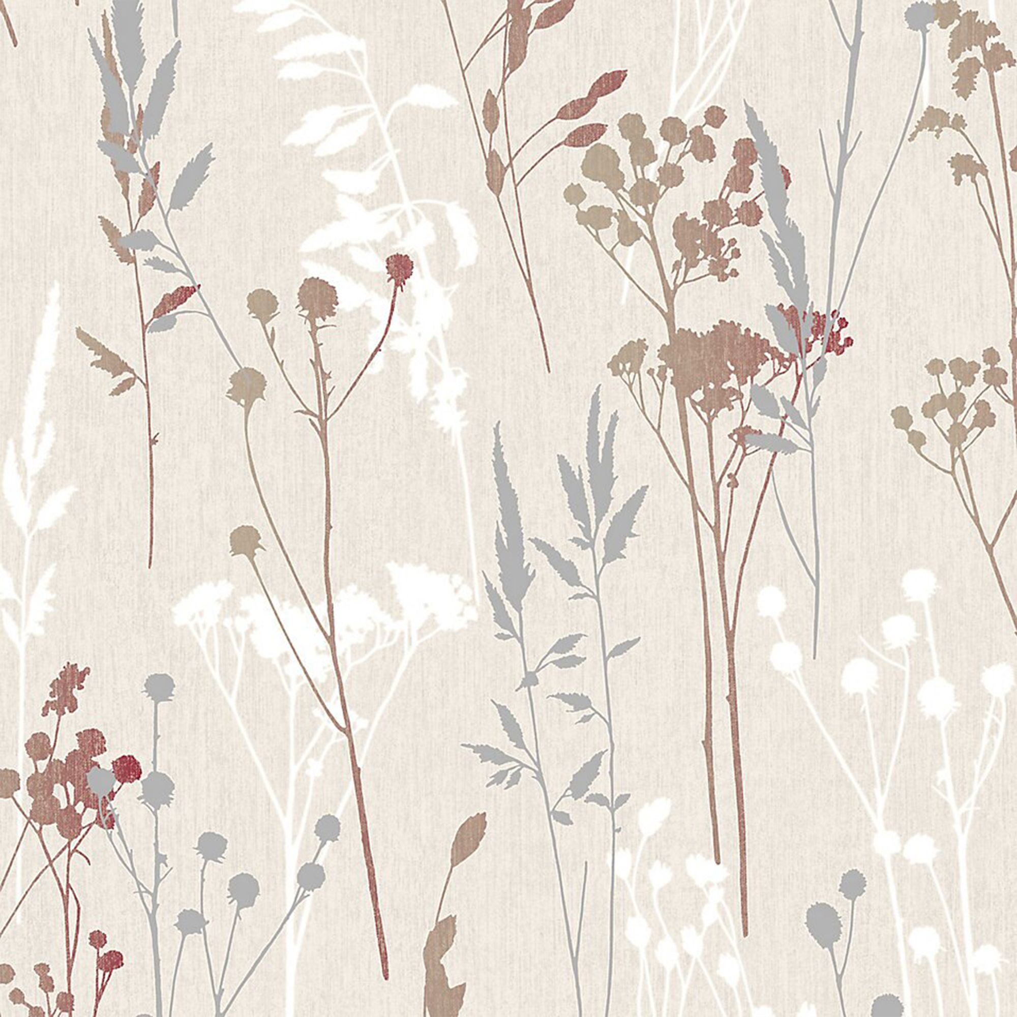 GoodHome Hayfield Cream & red Floral Textured Wallpaper Sample DIY at B&Q