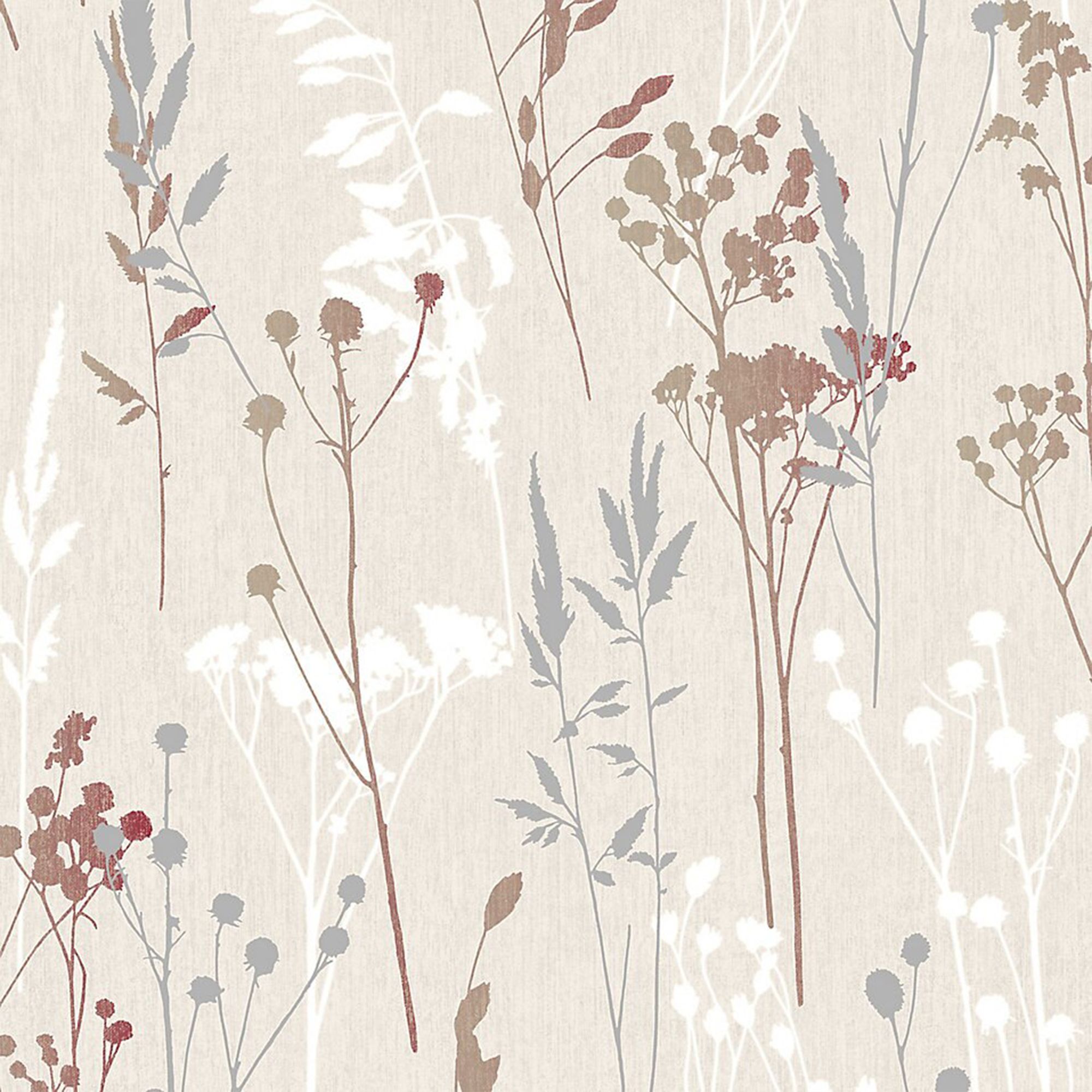 GoodHome Hayfield Cream & red Floral Textured Wallpaper Sample