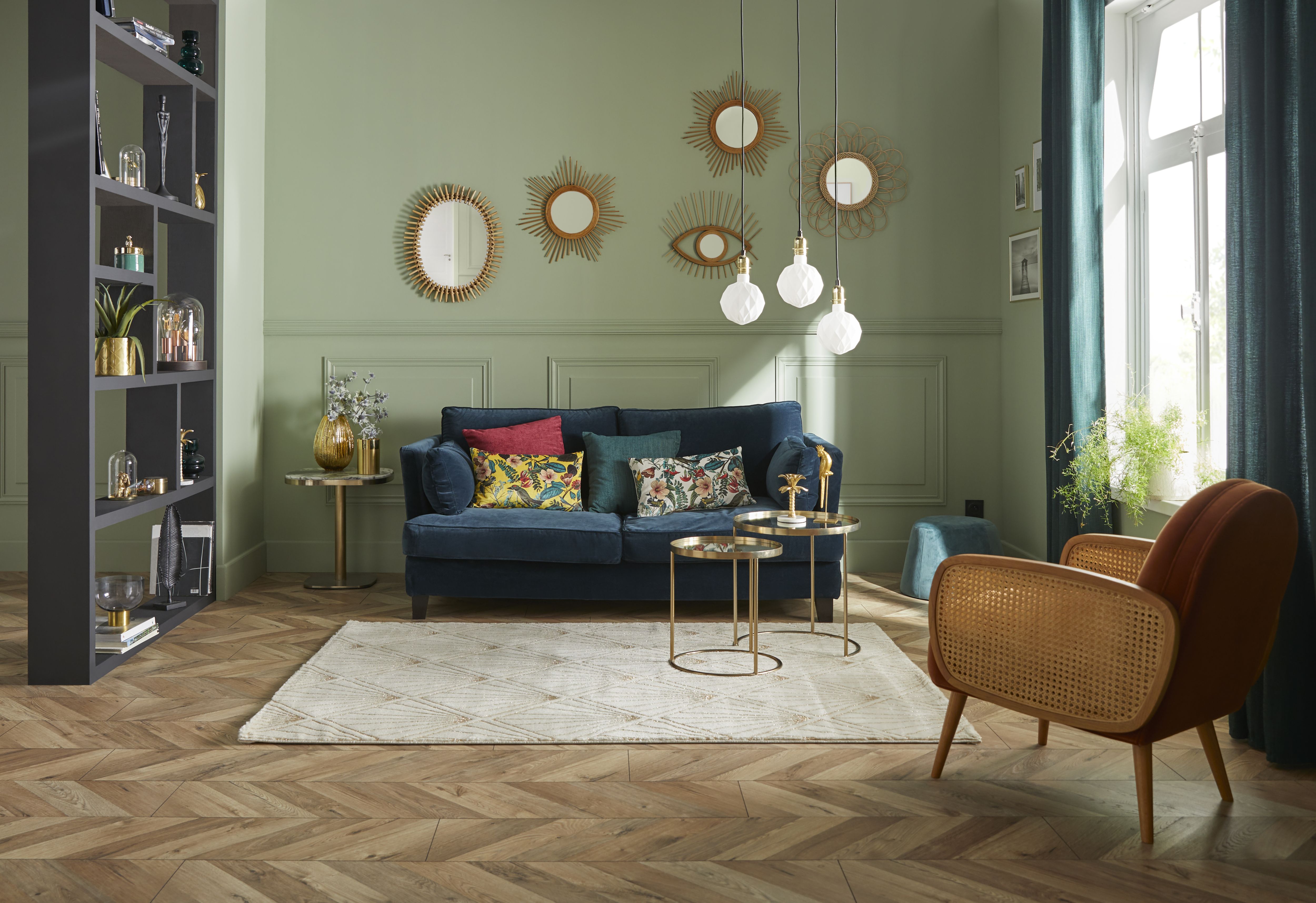 GoodHome Heanor French herringbone Light oak effect Synchronic Herringbone Laminate Flooring, 2.7m²