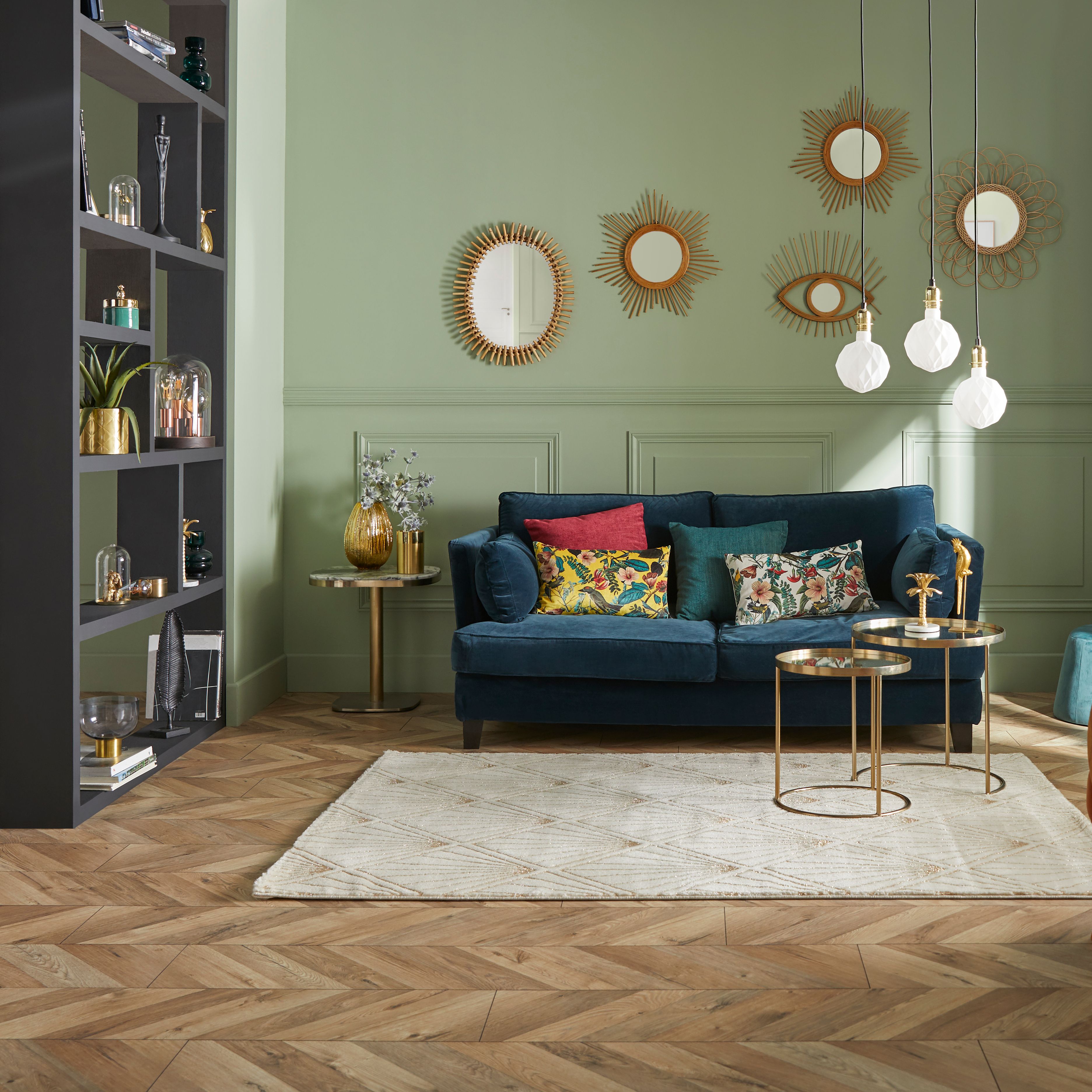 GoodHome Heanor French herringbone Light oak effect Synchronic Herringbone Laminate Flooring, 2.7m²