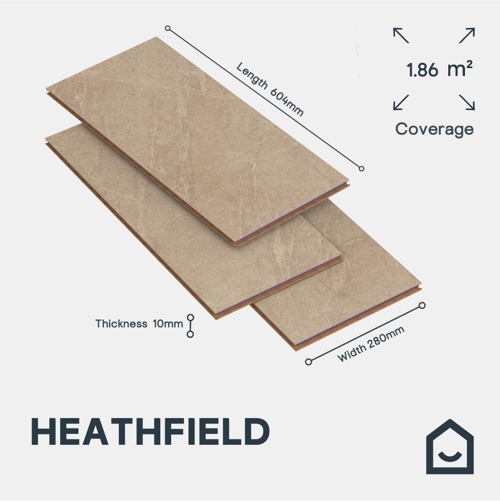 GoodHome Heathfield Sand Natural Stone effect Laminate Flooring, 1.86m²