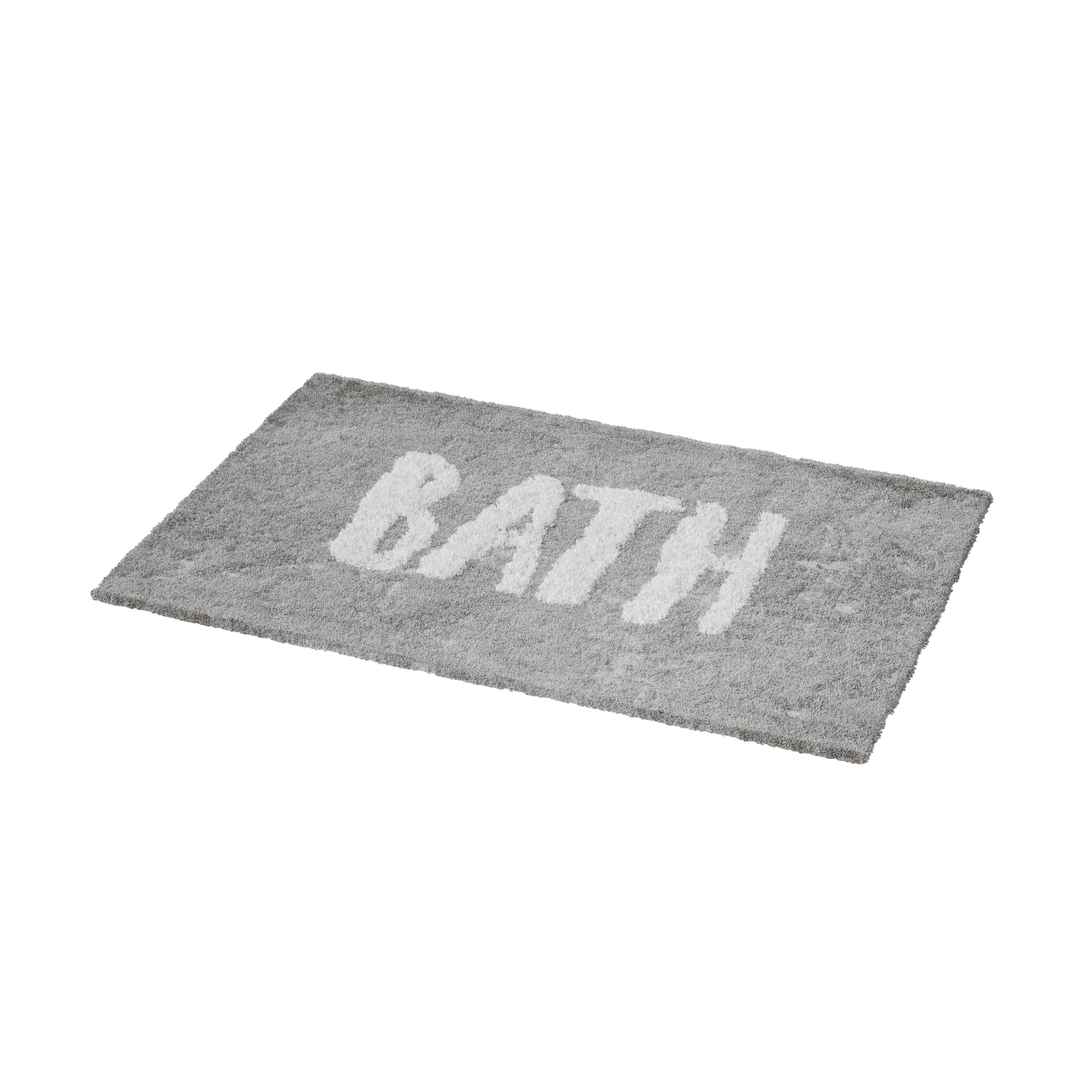 GoodHome Hebo Grey & white Rectangular Bath mat (L)80cm (W)50cm DIY