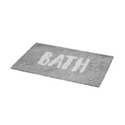 GoodHome Hebo High rise grey & white Cotton Anti-slip Bath mat (L)800mm (W)500mm