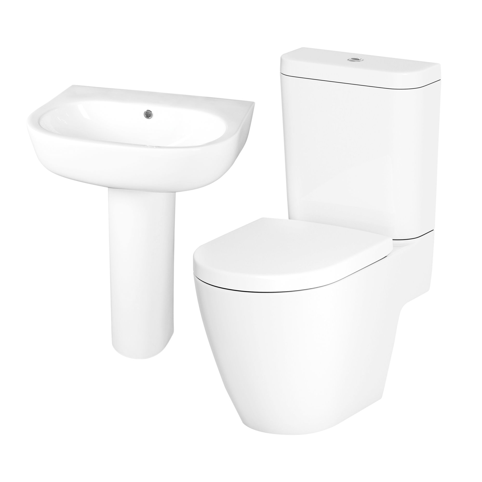 GoodHome Helena White Open back close-coupled Floor-mounted Toilet & full pedestal basin (W)384mm (H)795mm