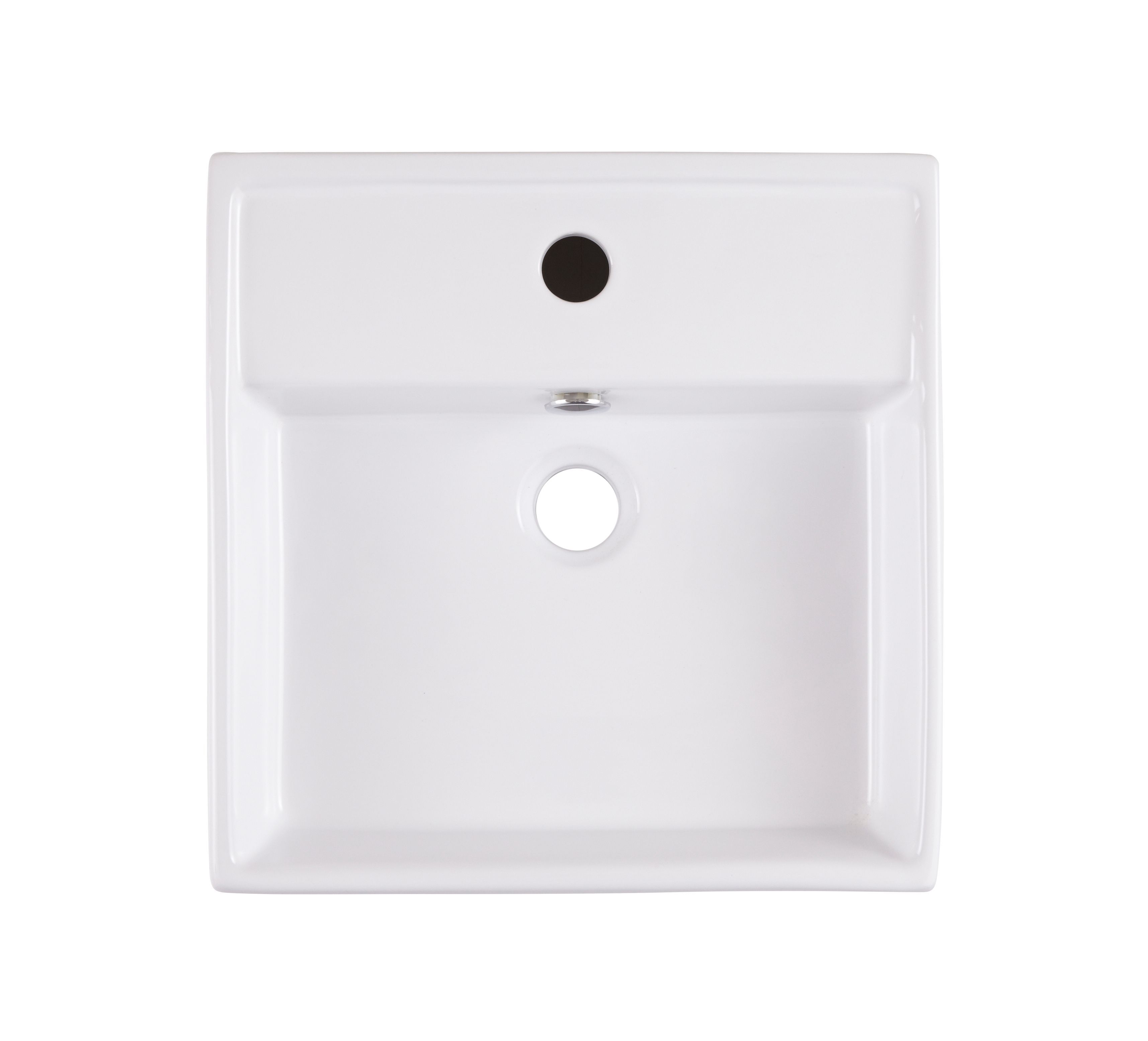 GoodHome Hendra Gloss White Square Single Counter top Basin (W)38cm
