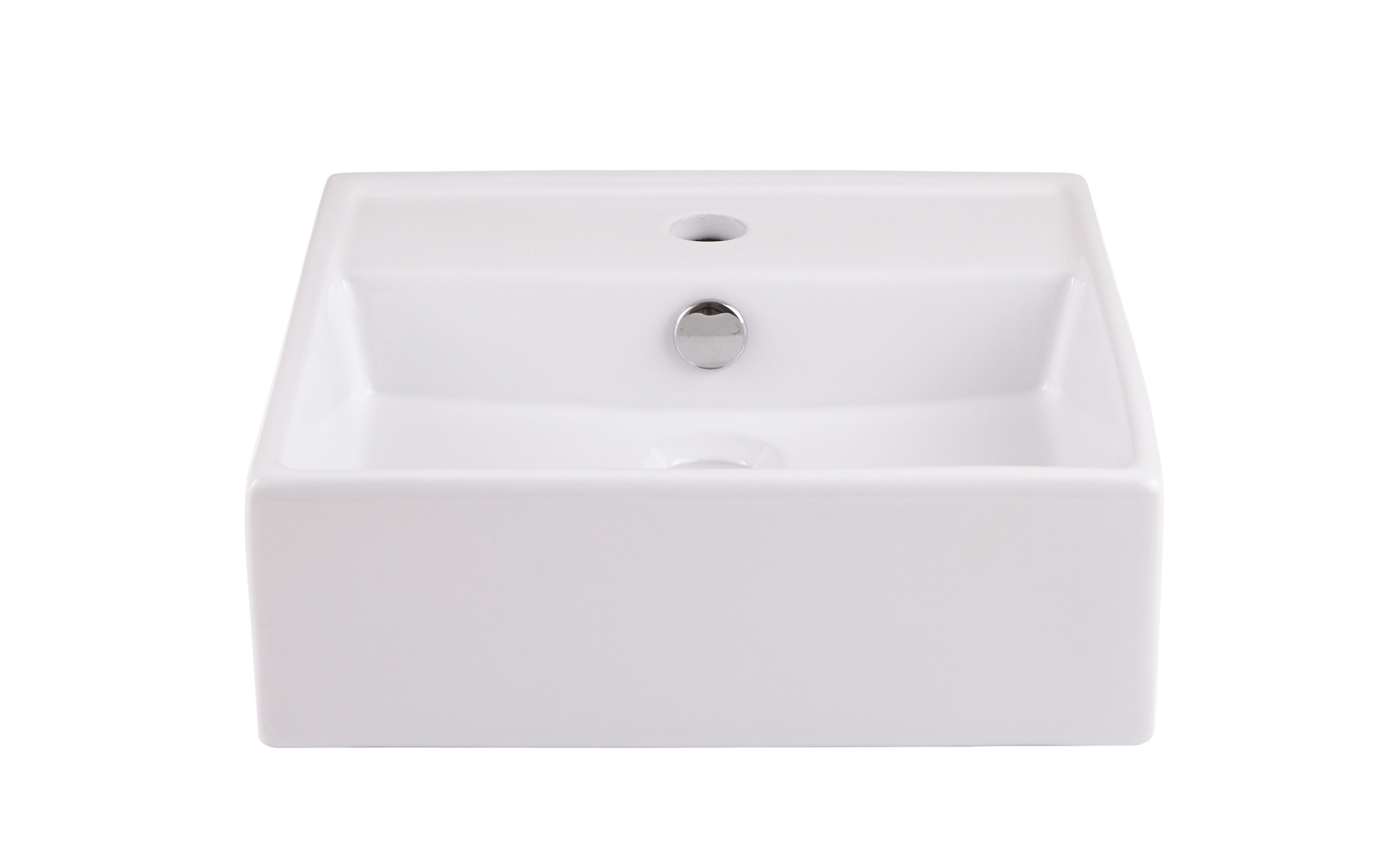 GoodHome Hendra Gloss White Square Single Counter top Basin (W)38cm