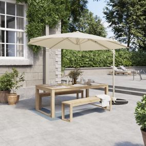 GoodHome Hever Natural Teak 6 seater Garden table & bench set