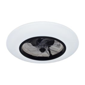 GoodHome Hewish Modern Black & white LED Ceiling fan light