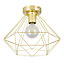 GoodHome Hexagon Gloss Metal Brass effect Ceiling light