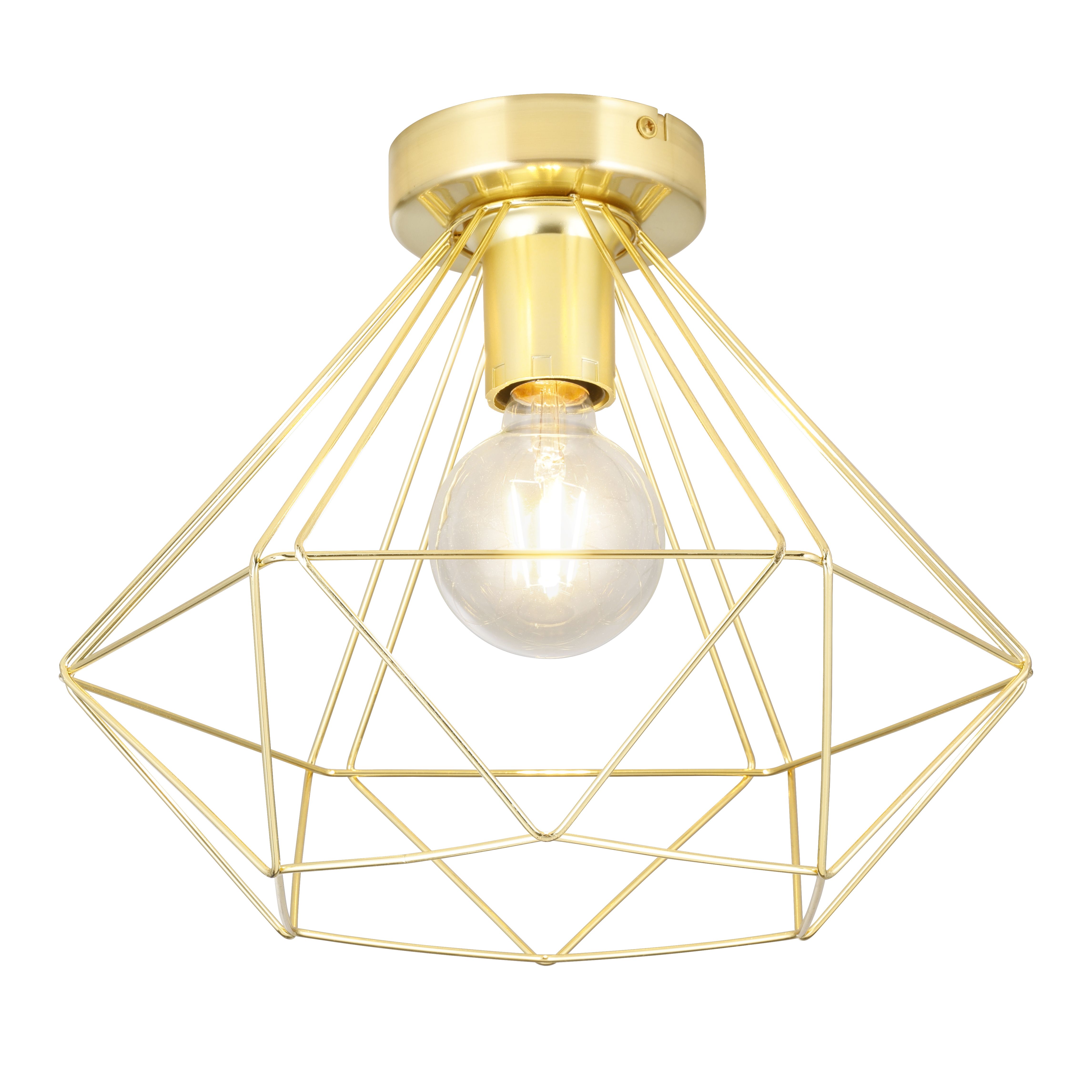 GoodHome Hexagon Gloss Metal Brass effect Ceiling light