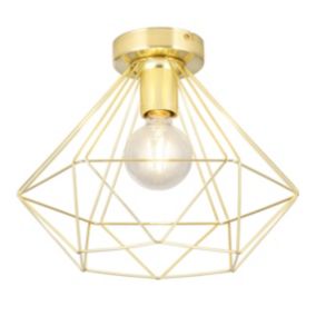 GoodHome Hexagon Gloss Metal Brass effect Ceiling light