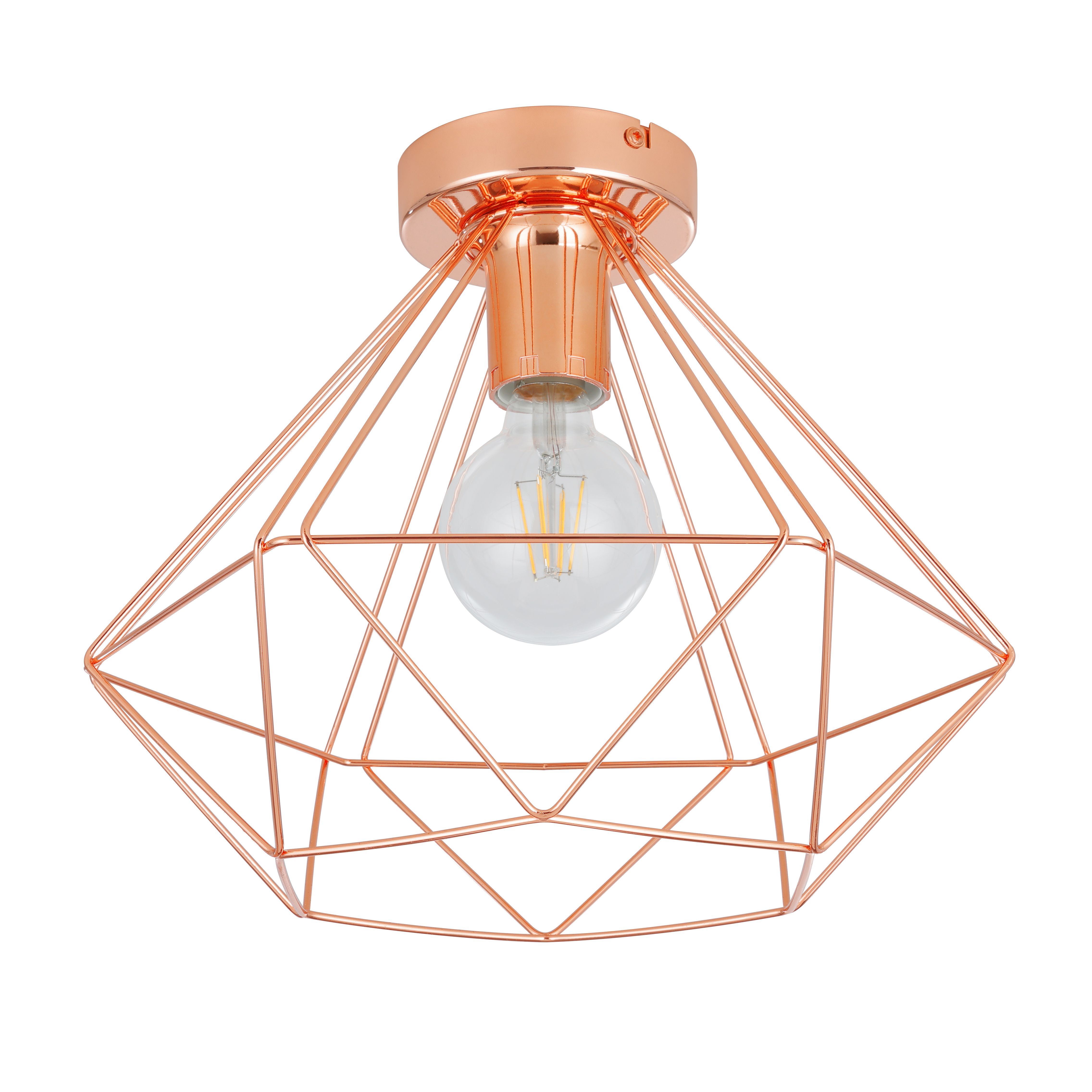 GoodHome Hexagon Gloss Metal Copper effect Ceiling light