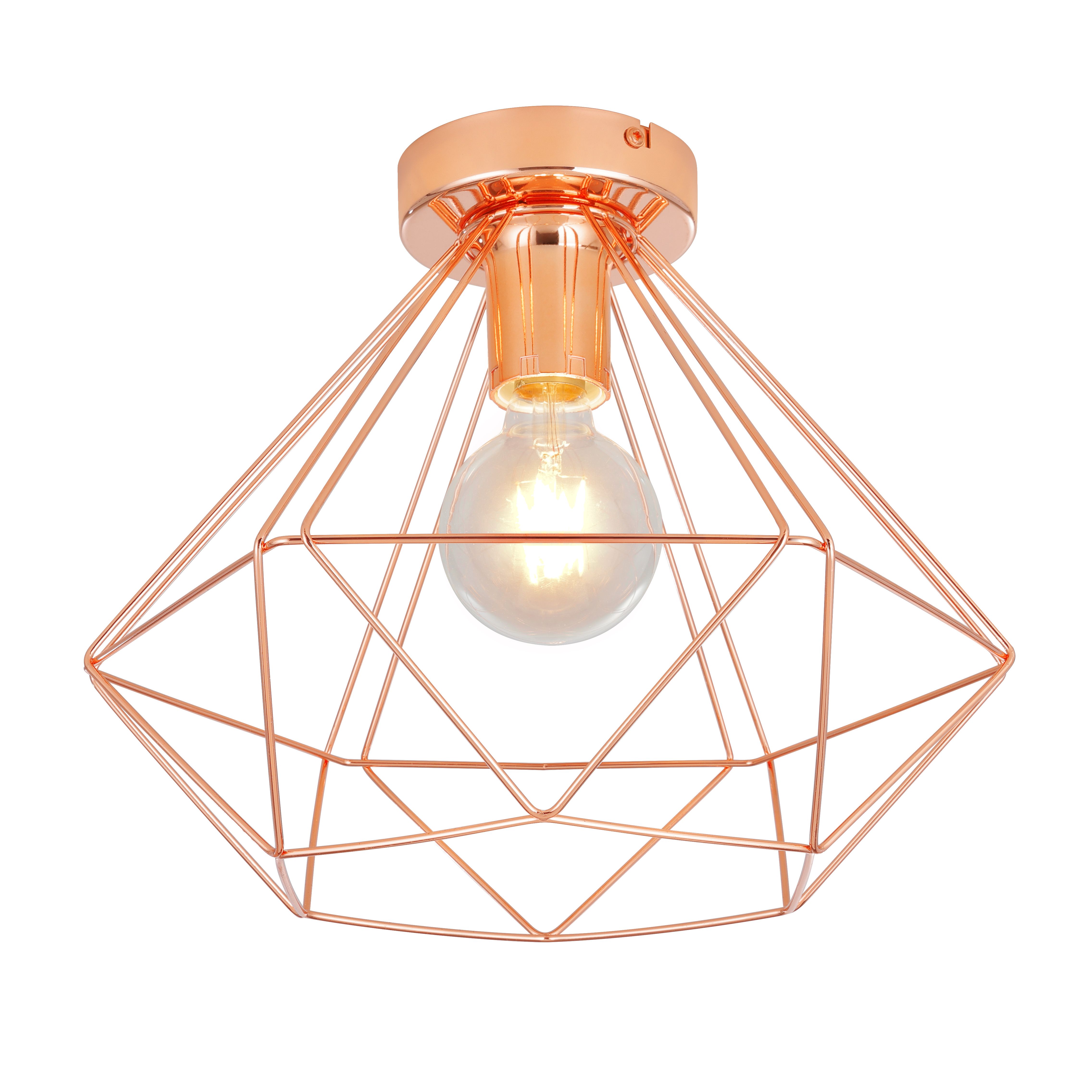 GoodHome Hexagon Gloss Metal Copper effect Ceiling light