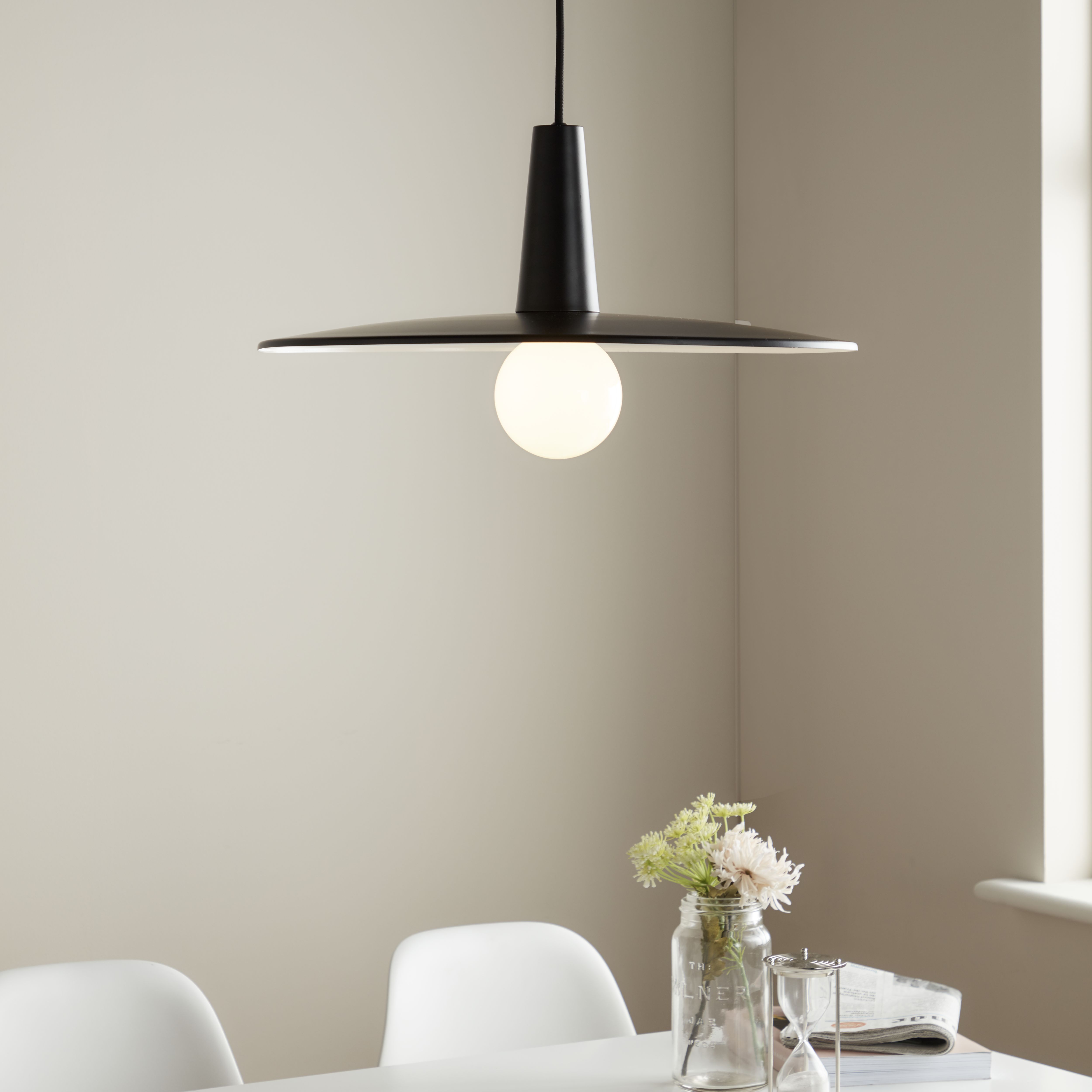 GoodHome Hibonit Black Pendant ceiling light, (Dia)450mm