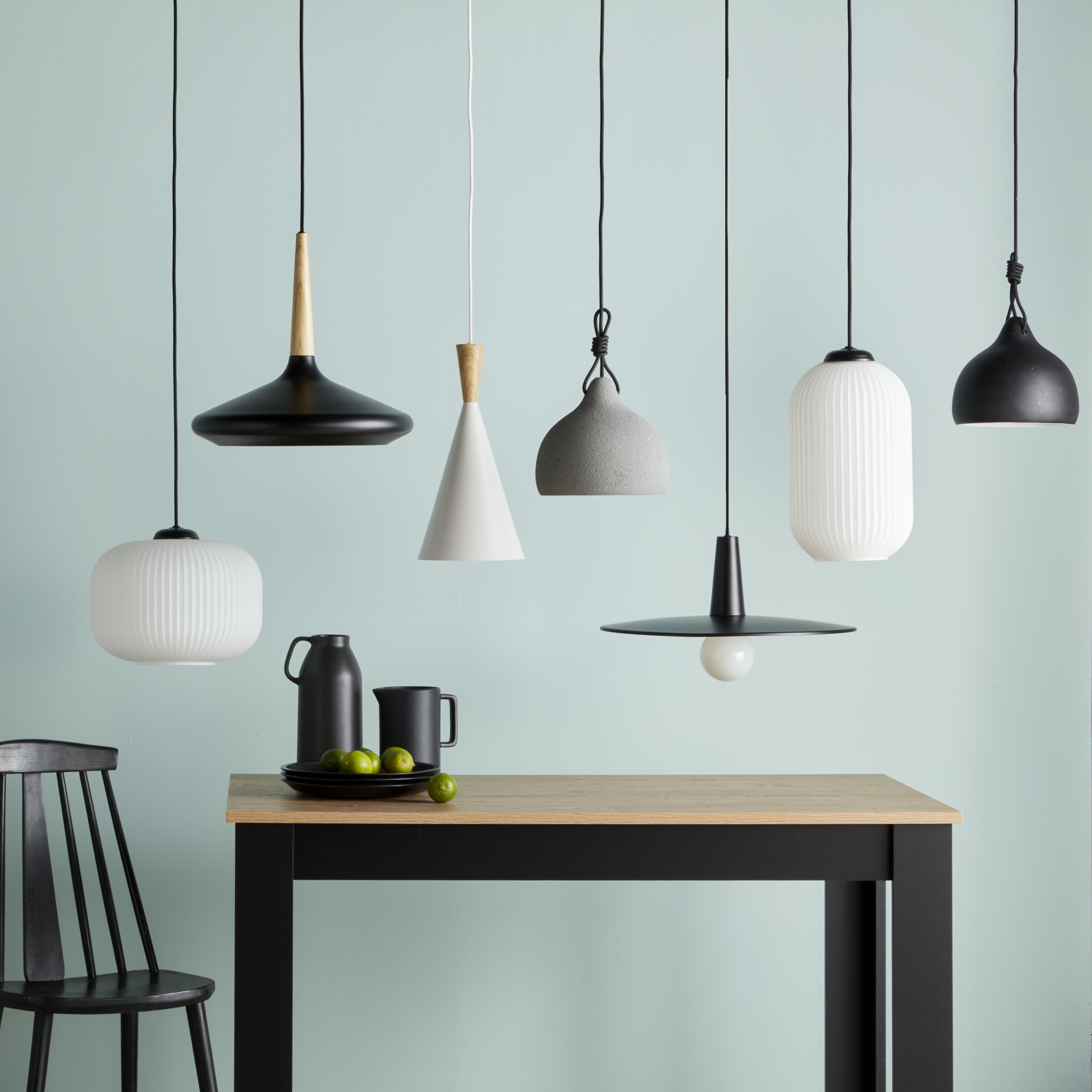 GoodHome Hibonit Black Pendant ceiling light, (Dia)450mm
