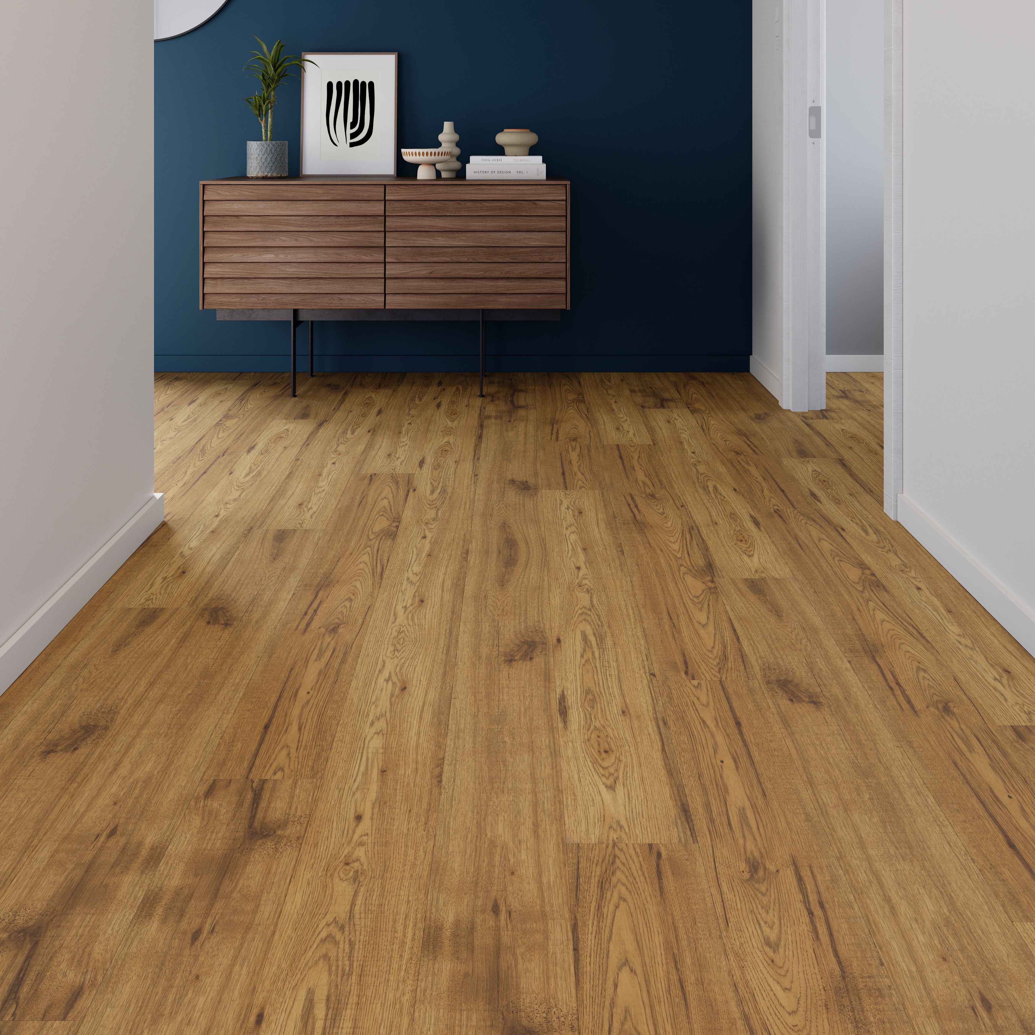 Hickory Oak Wood effect Structured Laminate Flooring 2.2m²