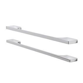 GoodHome Hikide Chrome effect Silver Kitchen cabinets Bar Handle (L)35.2cm (D)30mm, Pack of 2