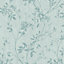 GoodHome Hirta Duck egg Floral Metallic effect Textured Wallpaper