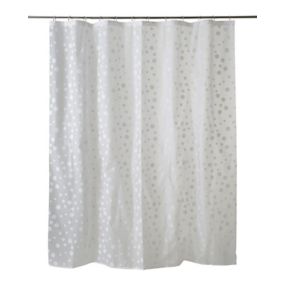 GoodHome Hiuchi Transparent & silver Polka Dot Shower curtain (H)200cm (W)180cm