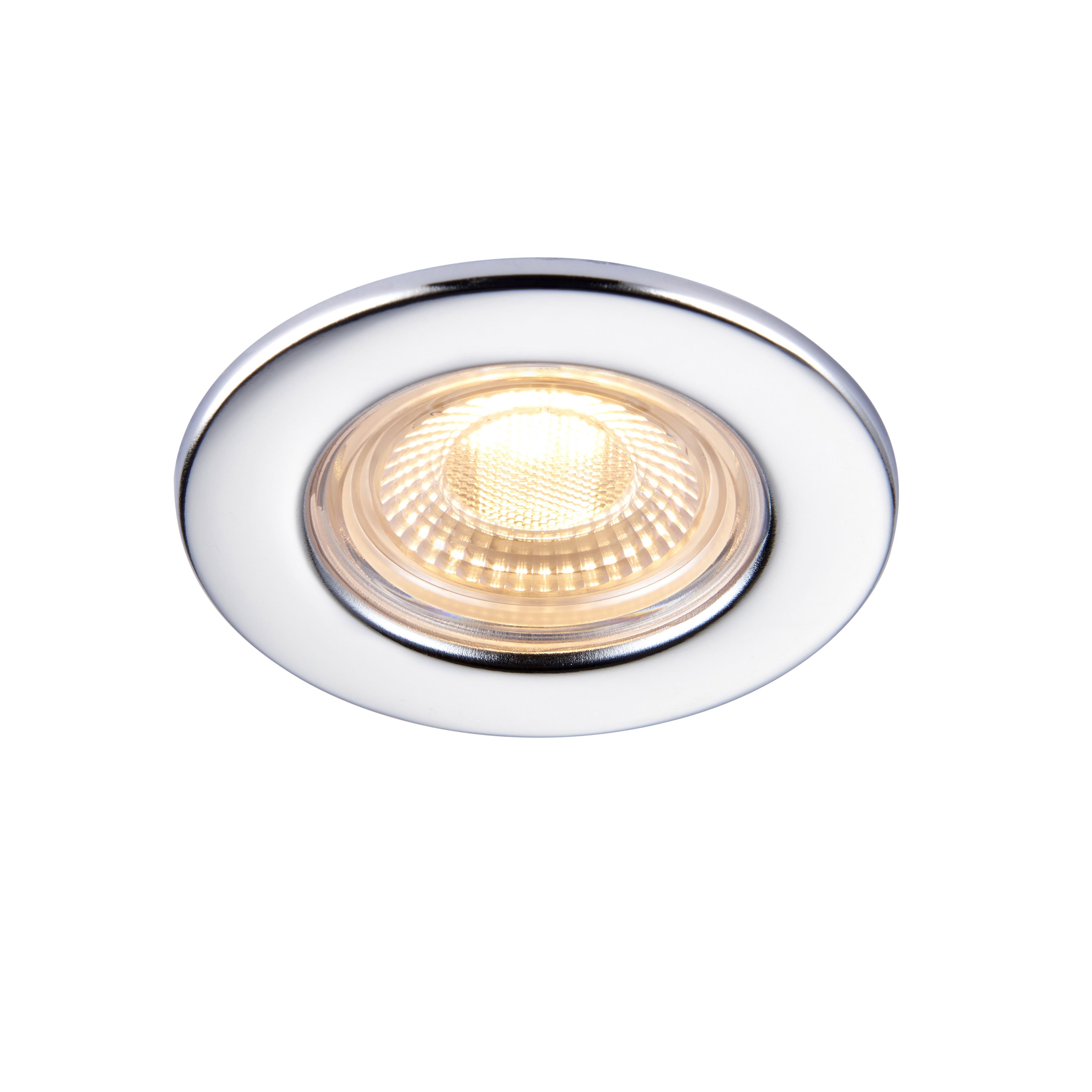 GoodHome Hodgkin Chrome effect Fixed LED Fire-rated Warm white Downlight IP65