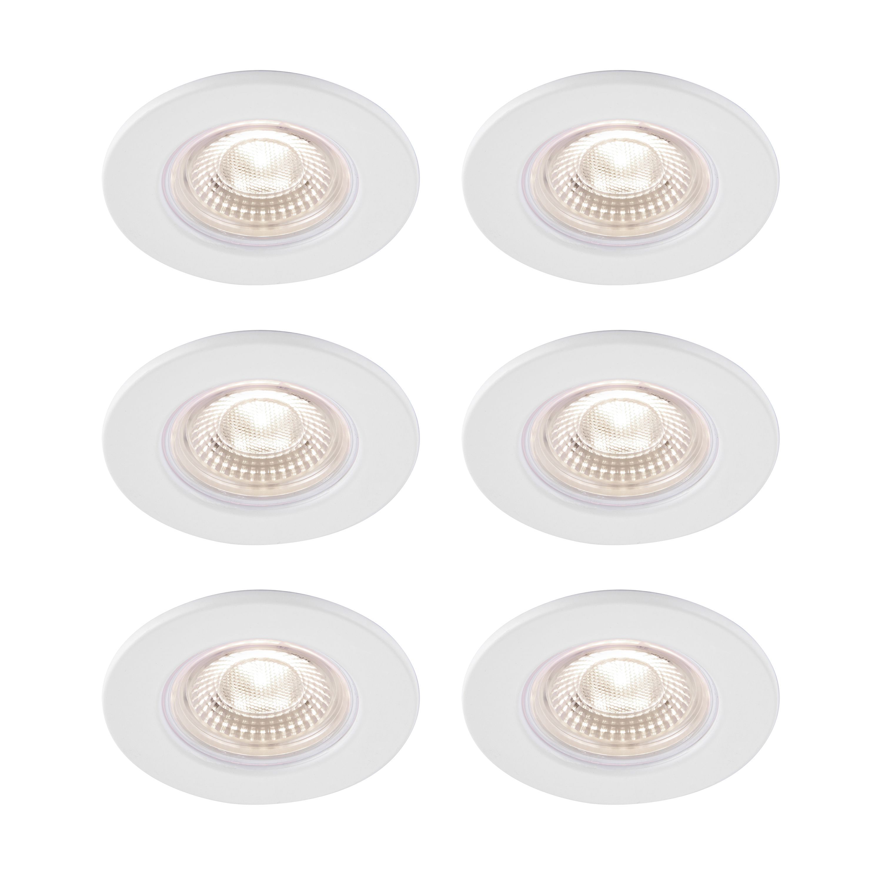 GoodHome Hodgkin Matt White Fixed LED Fire-rated Neutral white Downlight IP65, Pack of 6