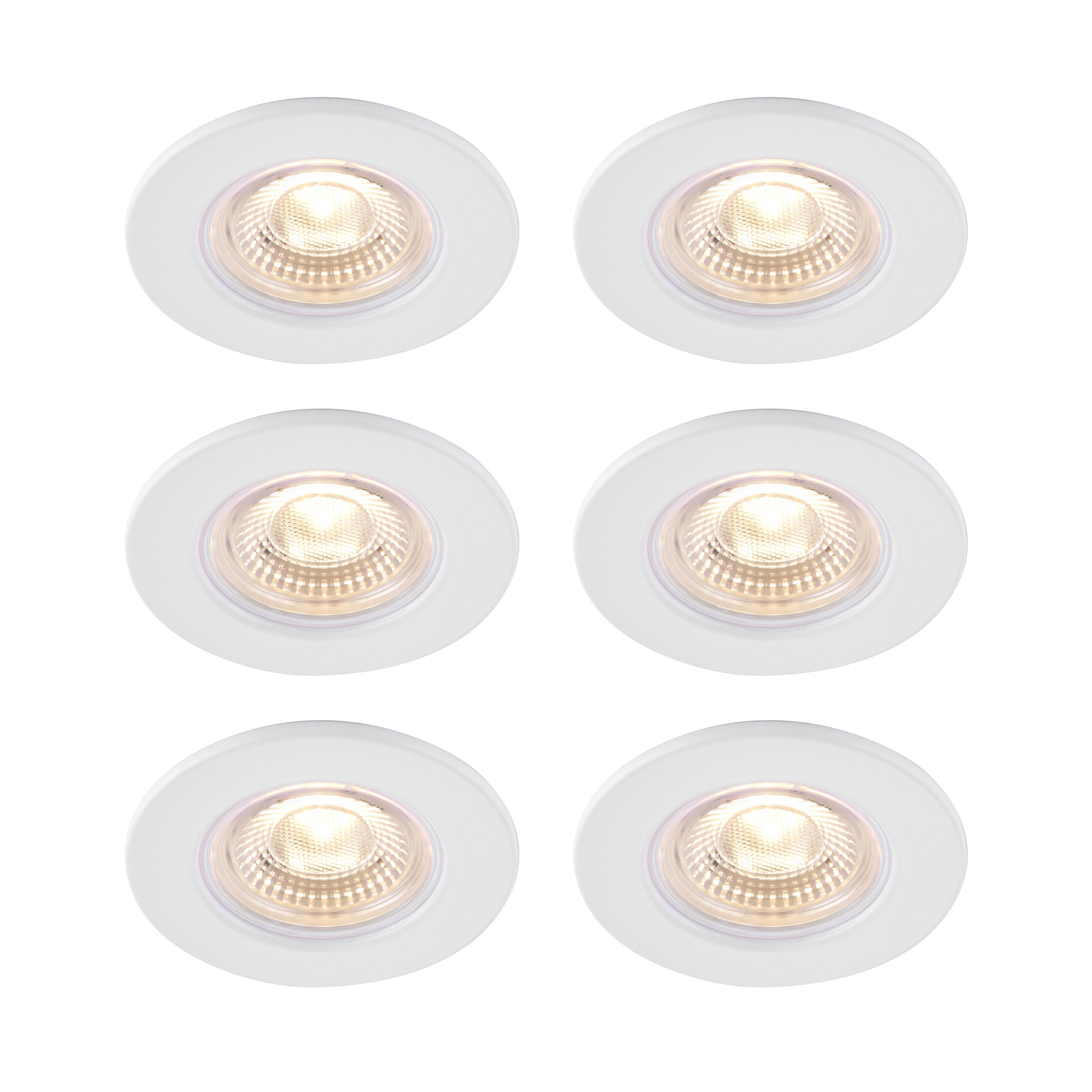 GoodHome Hodgkin Matt White Fixed LED Fire-rated Warm white Downlight IP65, Pack of 6