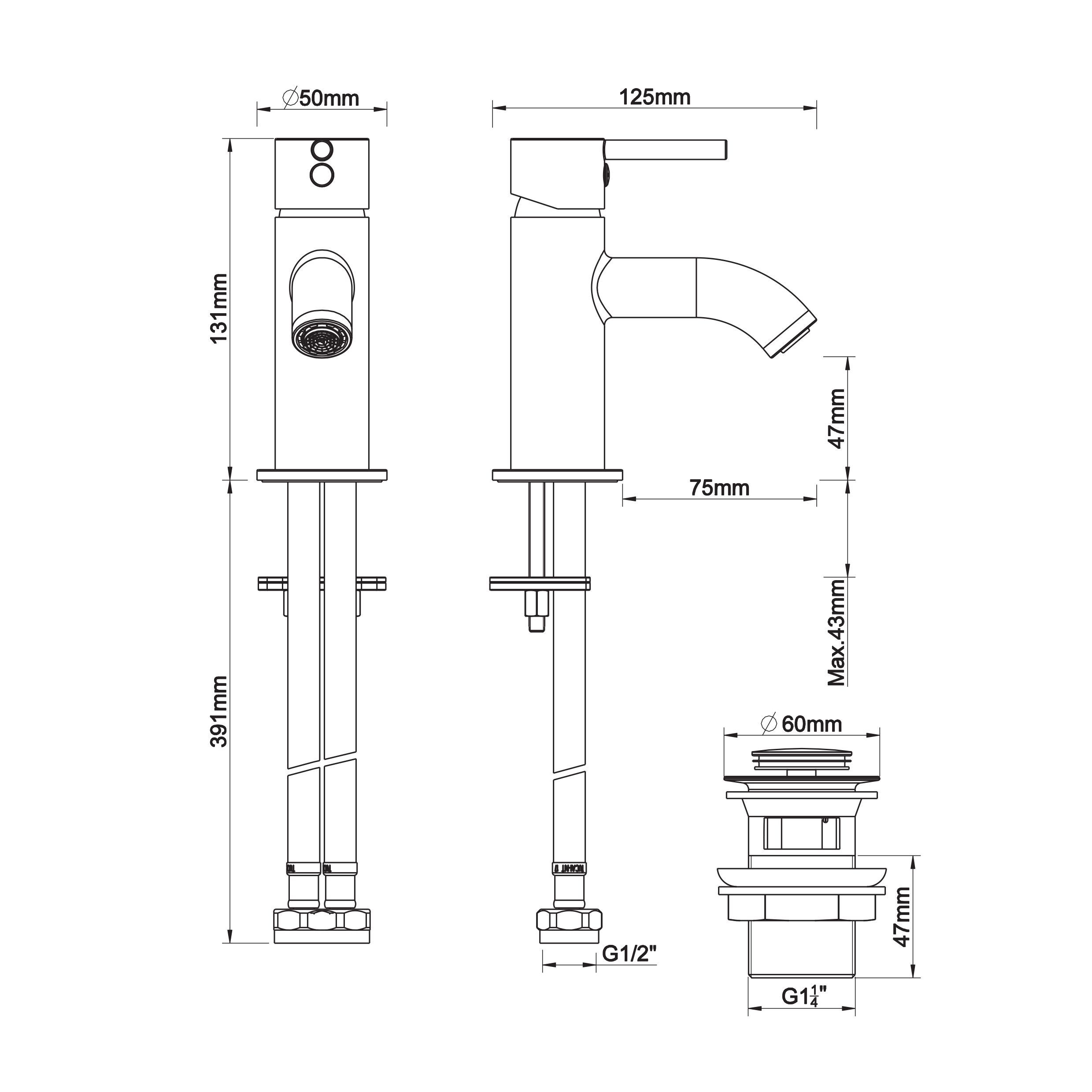 GoodHome Hoffell Mini Round Basin Mono mixer Tap