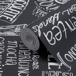 GoodHome Hoodia Black & white Wording Textured Wallpaper