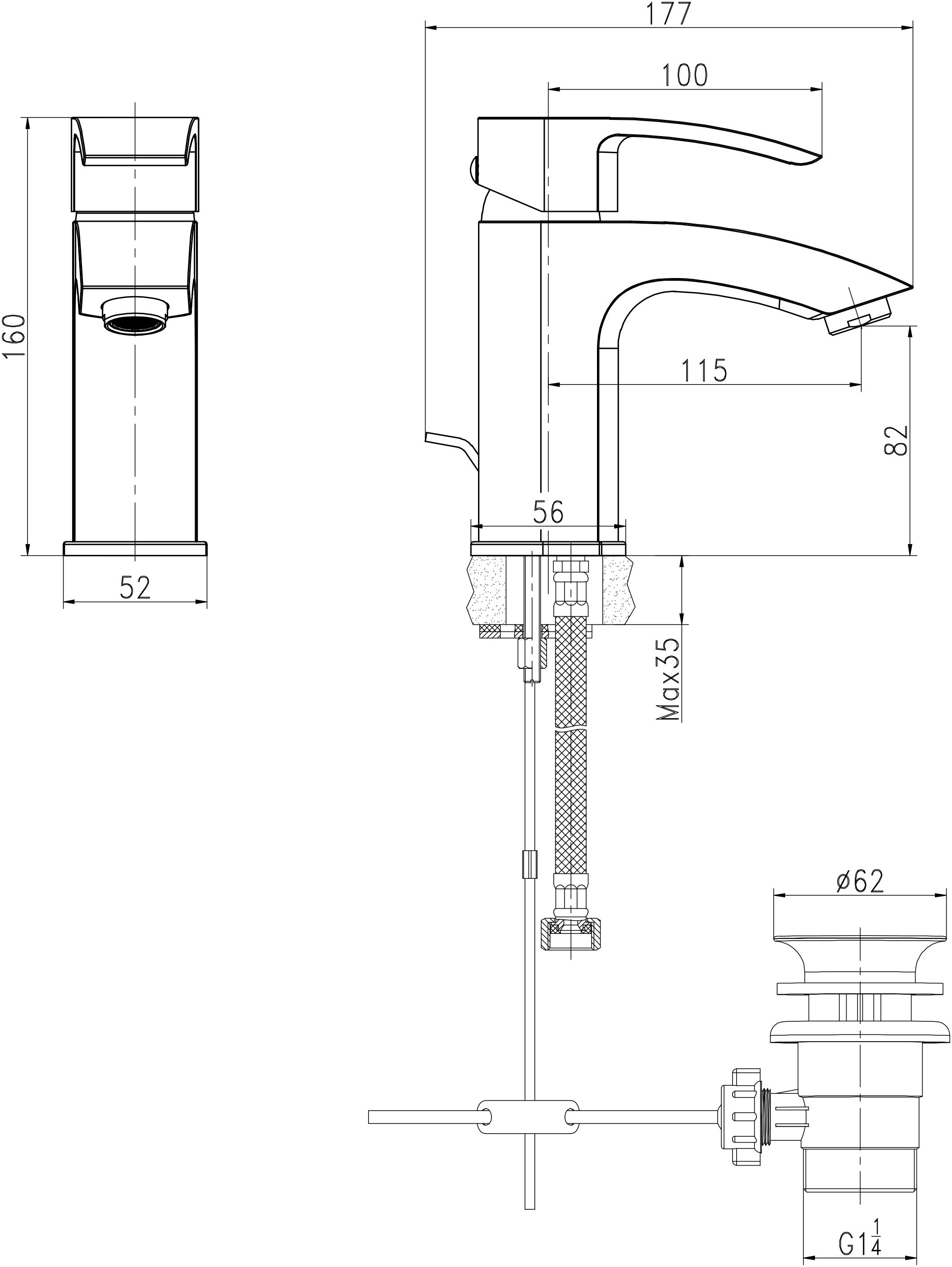 GoodHome Hopa Basin Mono mixer Tap