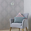 GoodHome Horsely Grey Mica effect Damask Textured Wallpaper