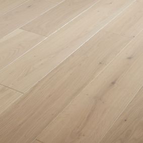 GoodHome Hotham Whitewashed Oak Real wood top layer flooring, 1.4m² Pack