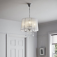 GoodHome Hovland White Chrome effect 3 Lamp Pendant ceiling light, (Dia)400mm