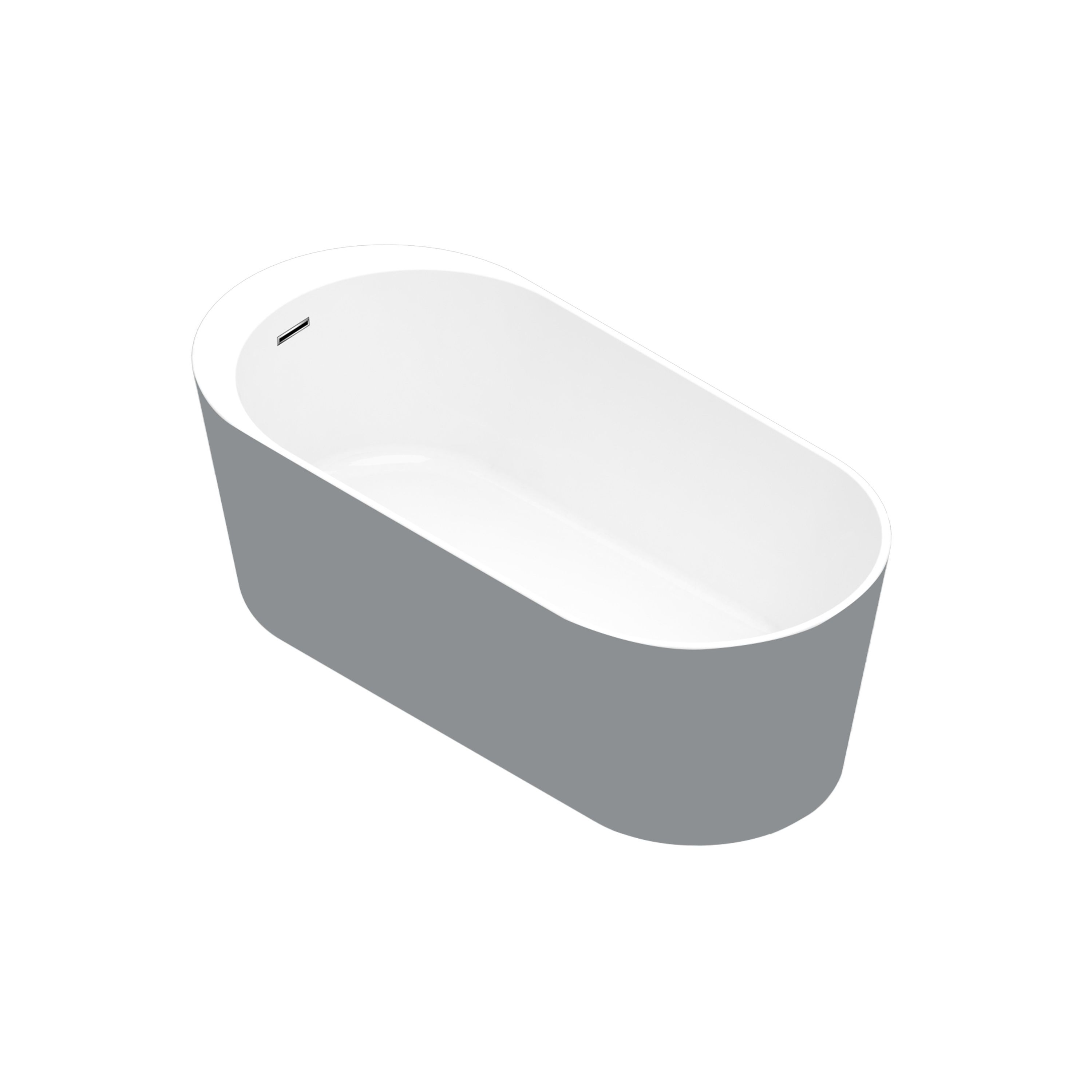 GoodHome Huron Matt Grey Oval Single ended Bath Freestanding (L)170cm (W)75cm