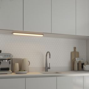 GoodHome Idonie Silver effect Mains-powered LED Warm white & neutral white Under cabinet light IP20 (L)559mm (W)25mm