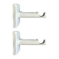 GoodHome Ikaria White Metal Existing hole Curtain pole bracket (Dia)20mm, Pack of 2
