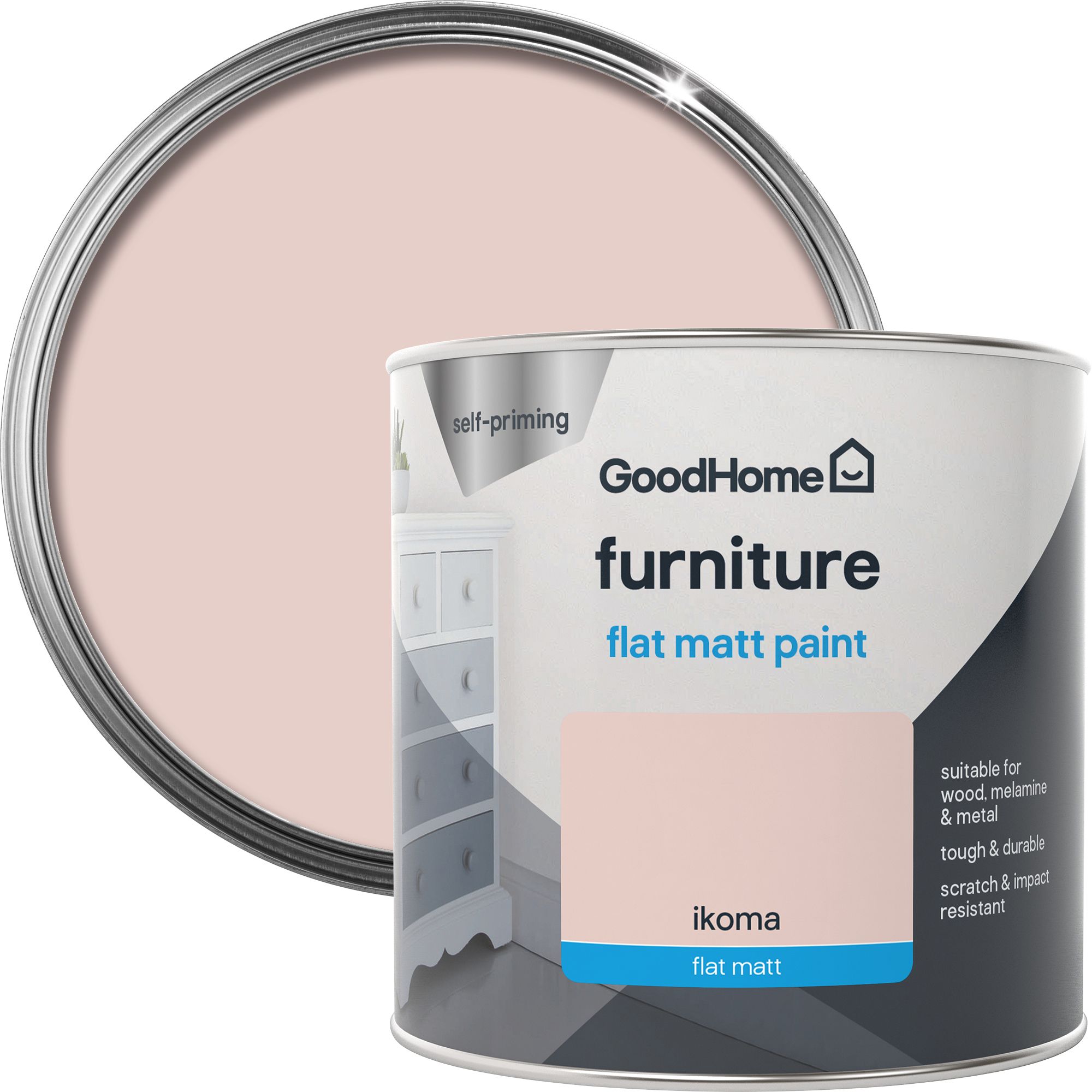 GoodHome Ikoma Flat matt Furniture paint, 500ml