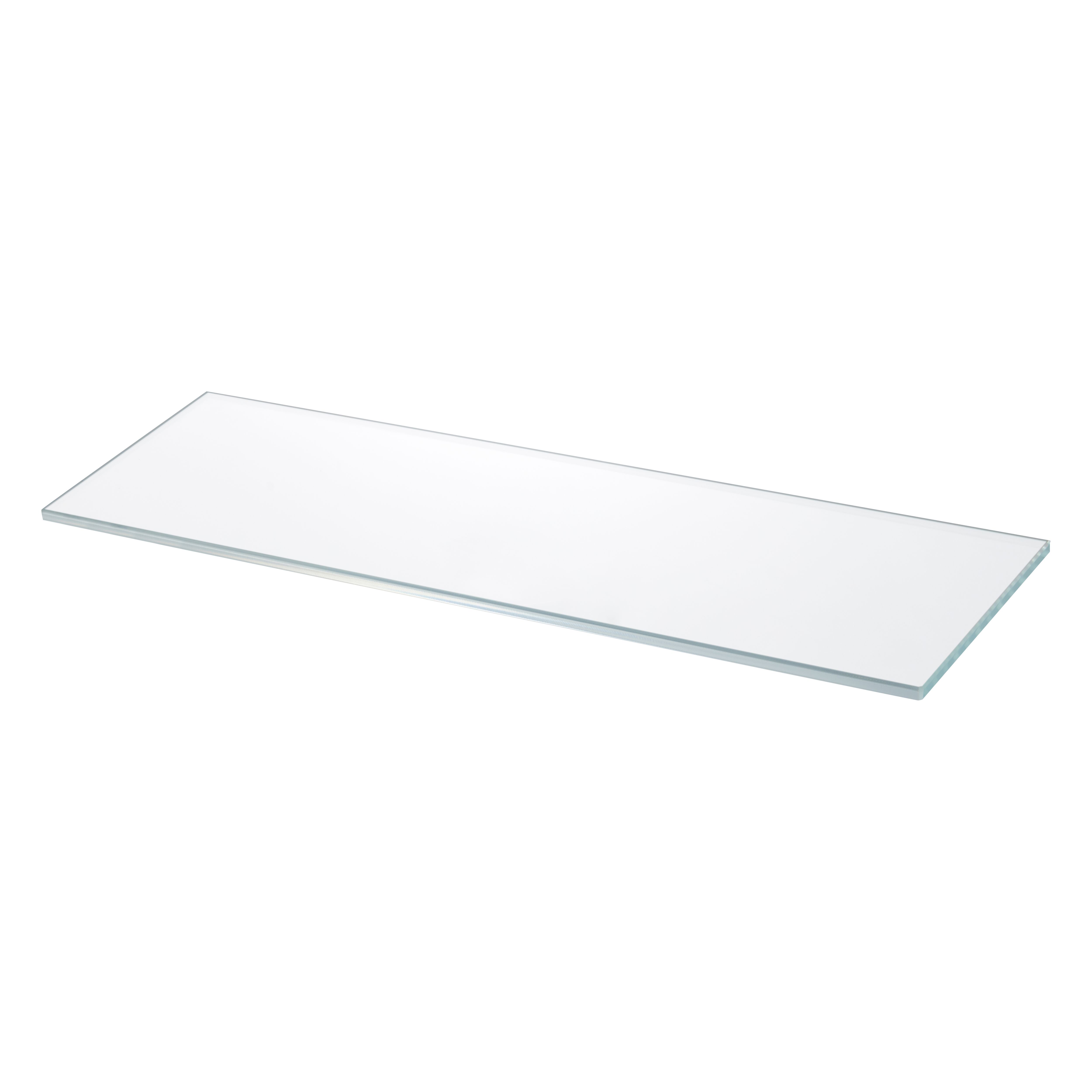 GoodHome Imandra Clear Glass Wall-mounted Bathroom Shelf (D)11cm (H)0.5cm (L)55.8cm