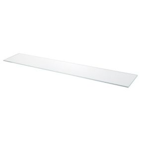 GoodHome Imandra Clear Glass Wall-mounted Bathroom Shelf (D)11cm (H)0.5cm (L)75.8cm