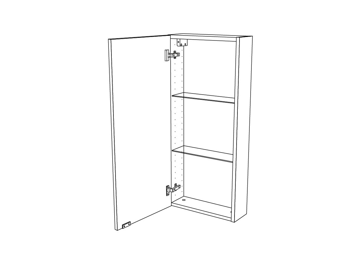 GoodHome Imandra Compact Gloss White Bathroom Single Wall cabinet (H)90cm (W)40cm