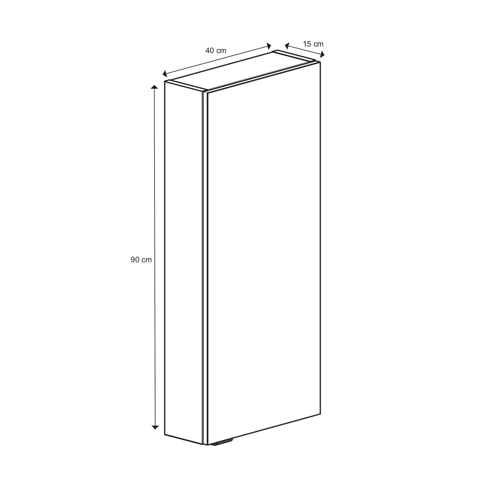 GoodHome Imandra Compact Gloss White Bathroom Single Wall cabinet (H)90cm (W)40cm