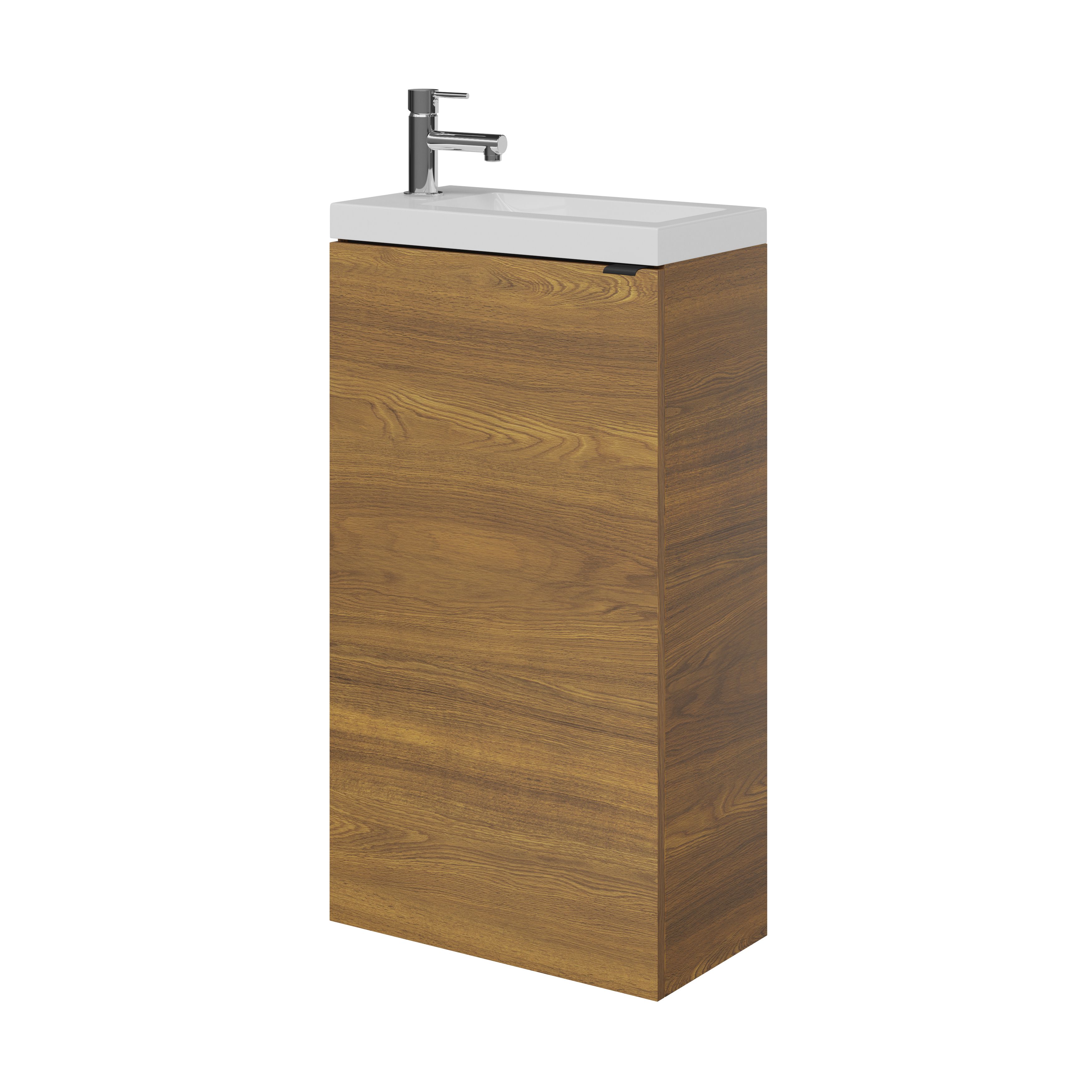 GoodHome Imandra Compact Walnut effect Single Freestanding Bathroom Cloakroom unit (H) 790mm (W) 440mm
