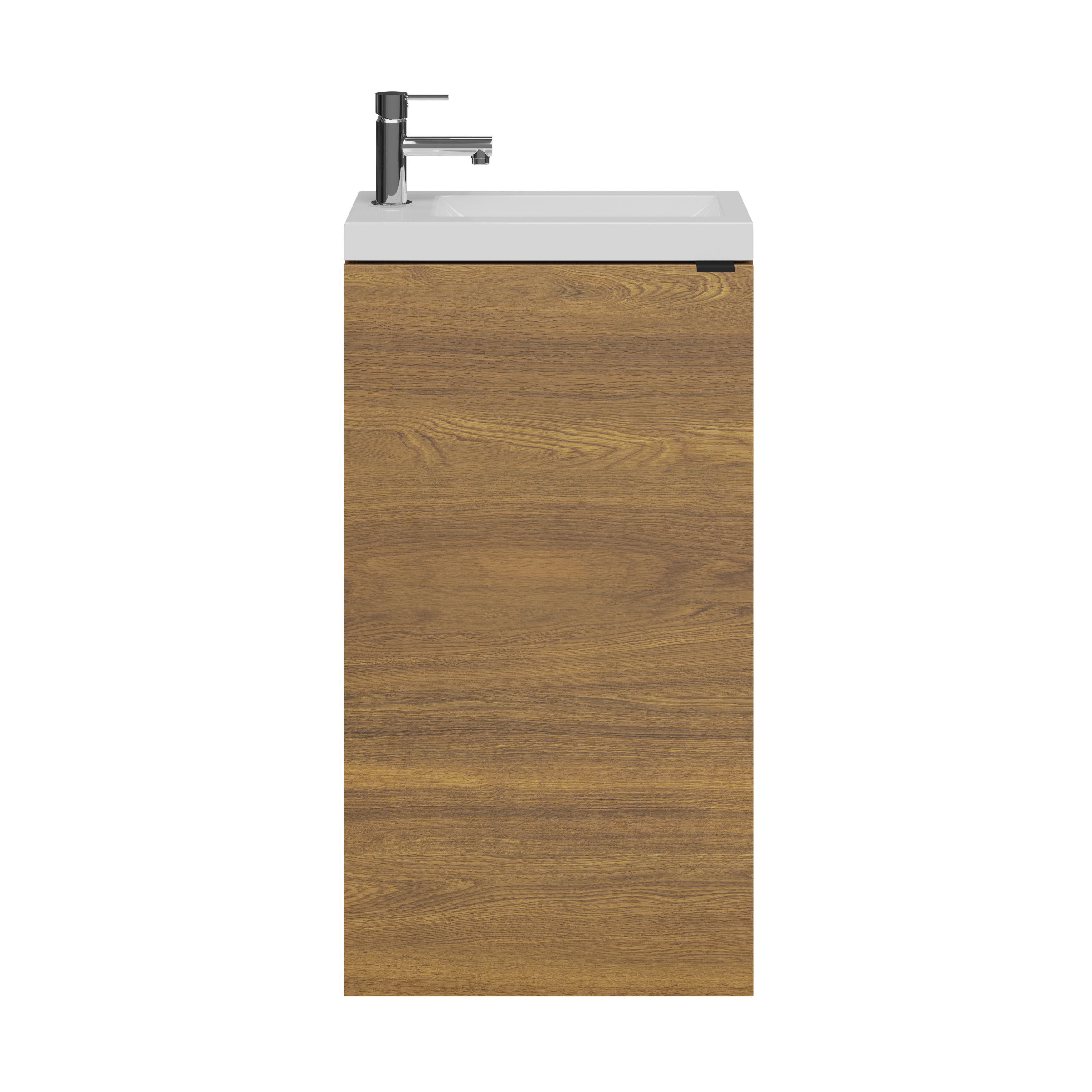 GoodHome Imandra Compact Walnut effect Single Freestanding Bathroom Cloakroom unit (H) 790mm (W) 440mm