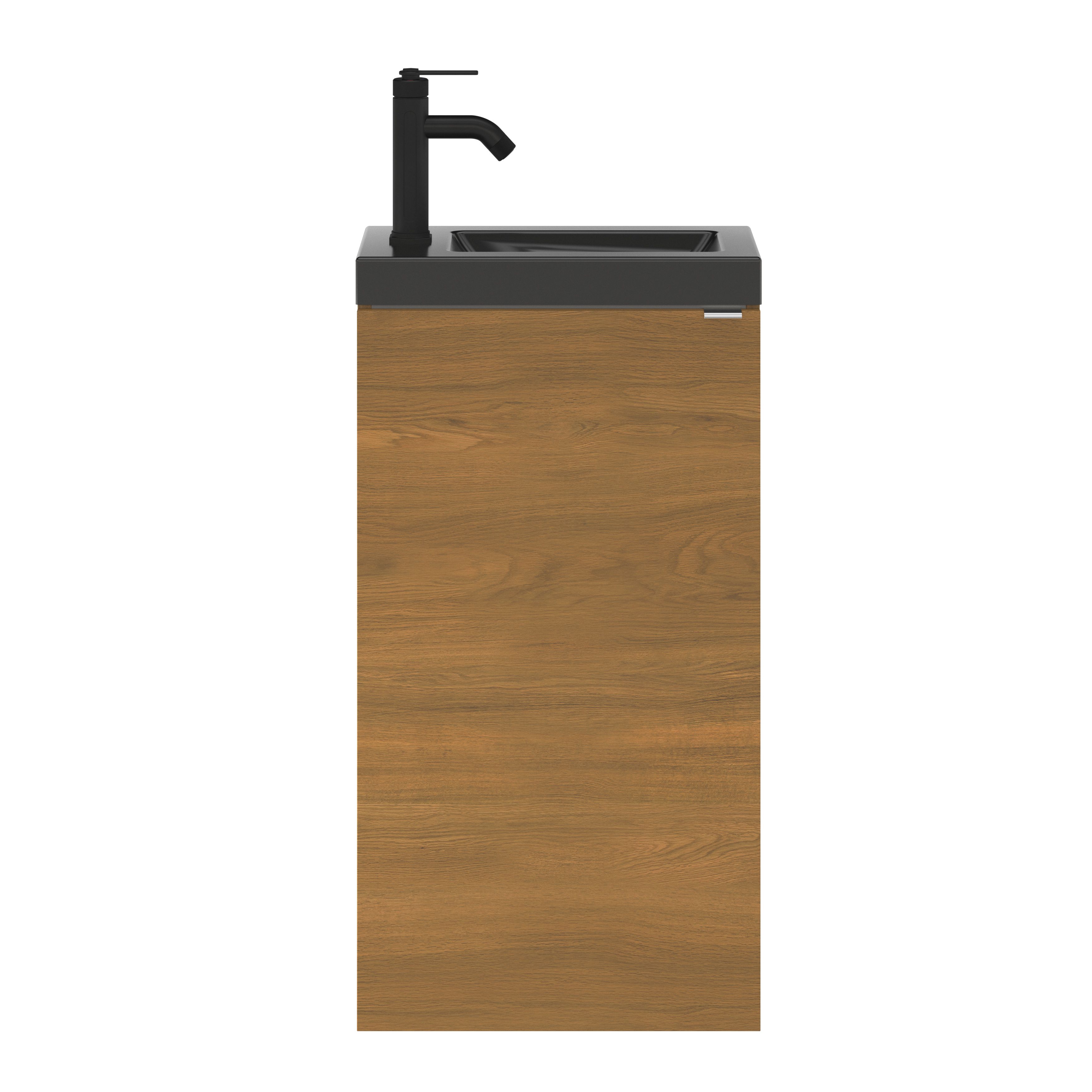 GoodHome Imandra Compact Walnut effect Single Freestanding Bathroom Cloakroom unit (H) 790mm (W) 440mm