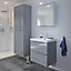 GoodHome Imandra Deep Gloss Grey Double Bathroom Wall cabinet (H)90cm (W)60cm