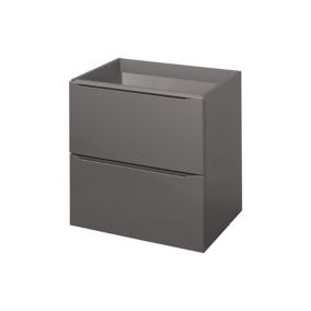 GoodHome Imandra Gloss Anthracite 0 door Wall-mounted Bathroom Basin Cabinet (W)600mm (H)600mm