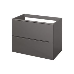 GoodHome Imandra Gloss Anthracite 0 door Wall-mounted Bathroom Basin Cabinet (W)800mm (H)600mm